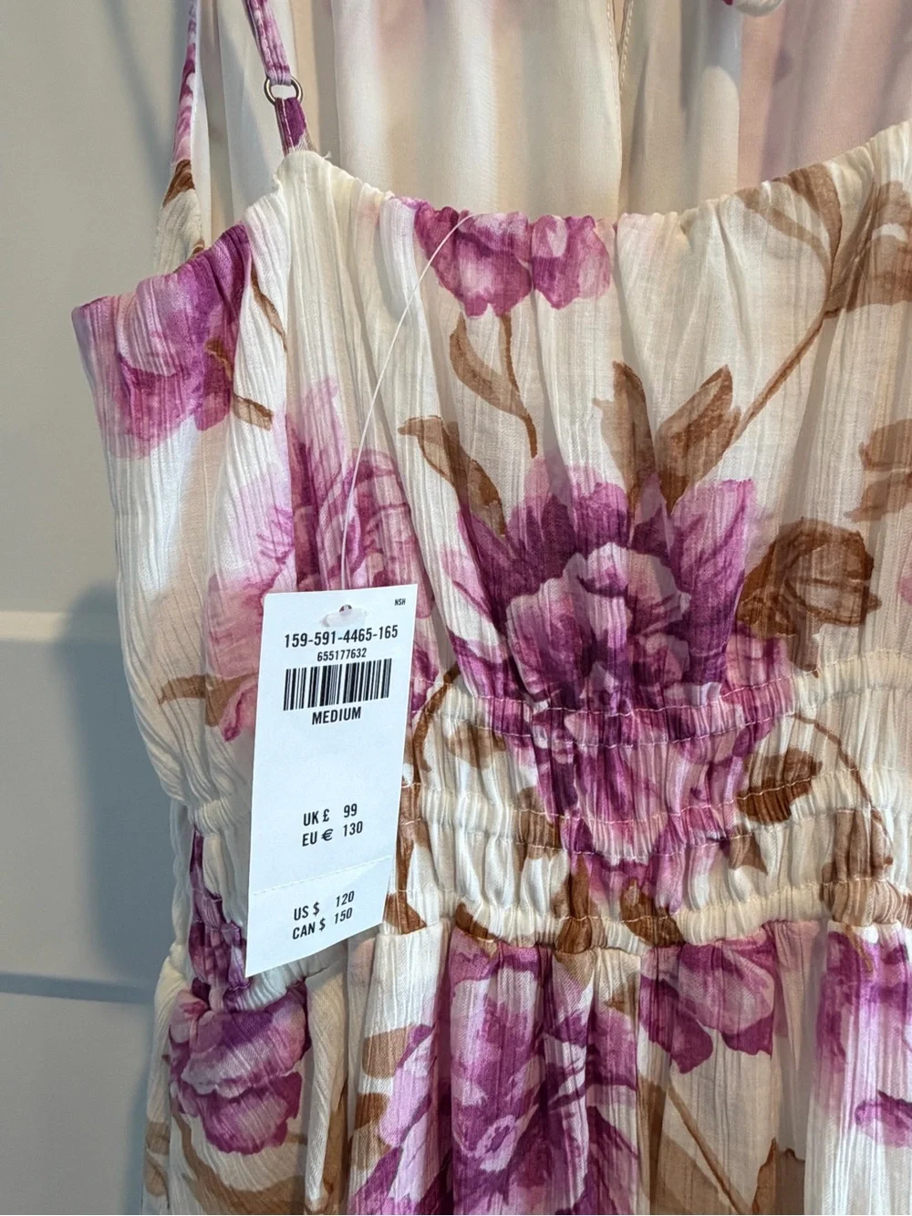 Abercrombie & Fitch Cream Maxi Dress with Pink Floral Print